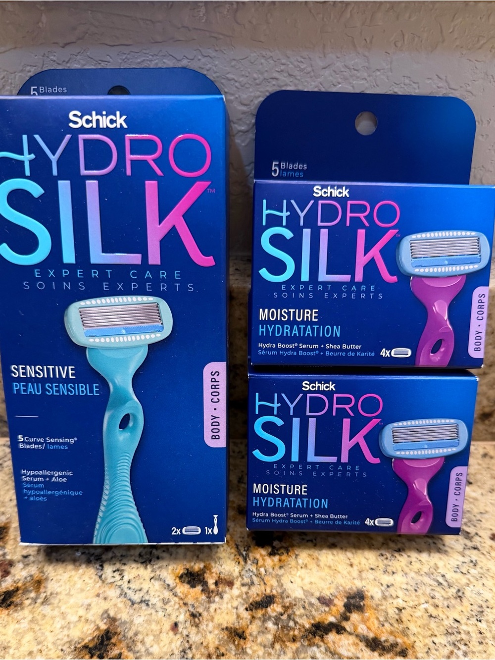 Ladies Schick Hydro Silk Razor Handle + 10 Refills - Sensitive Moisture 5 Blades
